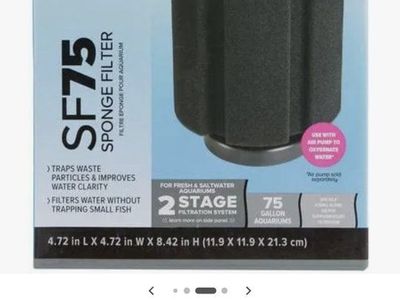 Top Fin SF75 2-Stage Sponge Filter for 75-Gallon Fresh & Saltwater Aquariums