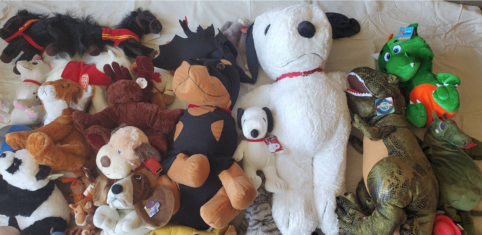 Massive Plush Toy Lot! Over 80 Items - Snoopy, Animals, Dinosaurs, & More - Great Deal!