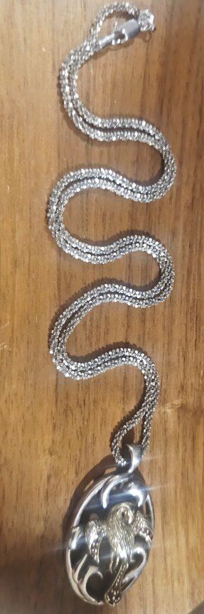 Vntg Ster Silver JEWELED GARNET 2 TONE Bird