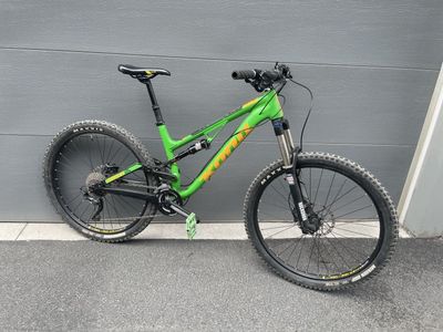 Medium Kona Process 134 Full Suspension Mountain Bike - Green/Orange, Used, Excellent Condition