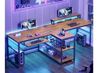 SEDETA 94.5" L-Shaped Gaming Desk, Home Office Corner Desk with Storage Shelves