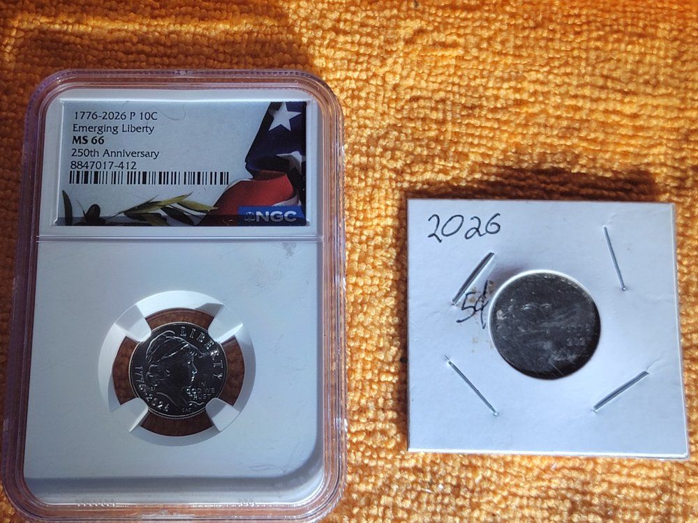 2026 emerging liberty dime ms66 & circulated nickel 