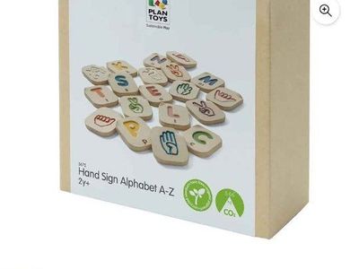 PlanToys Wooden Hand Sign Alphabet A-Z Learning Set Montessori Sensory Eco-Friendly Educational Toy