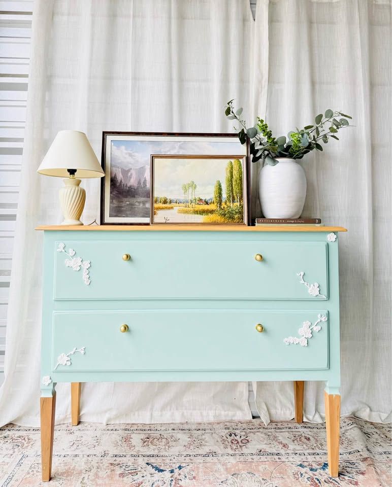 Vintage Solid Wood Drexel 2 Drawer Buffet Console Dresser | Vintage Drexel Buffet | Vintage Buffet