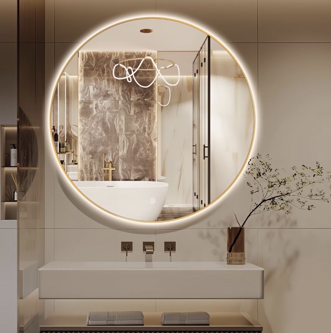 BRAND NEW NICCY Round LED Bathroom Mirror