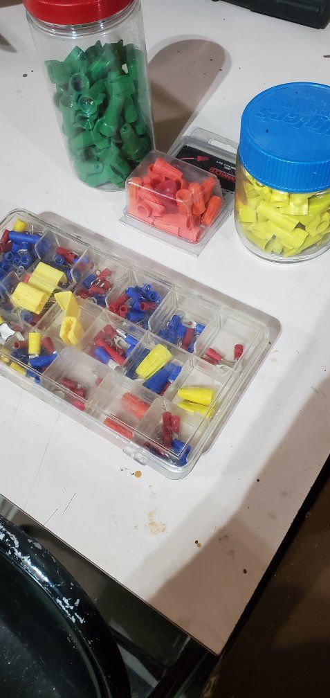 Assorted Electrical Connectors & Wire Nuts - Red, Blue, Yellow, Green