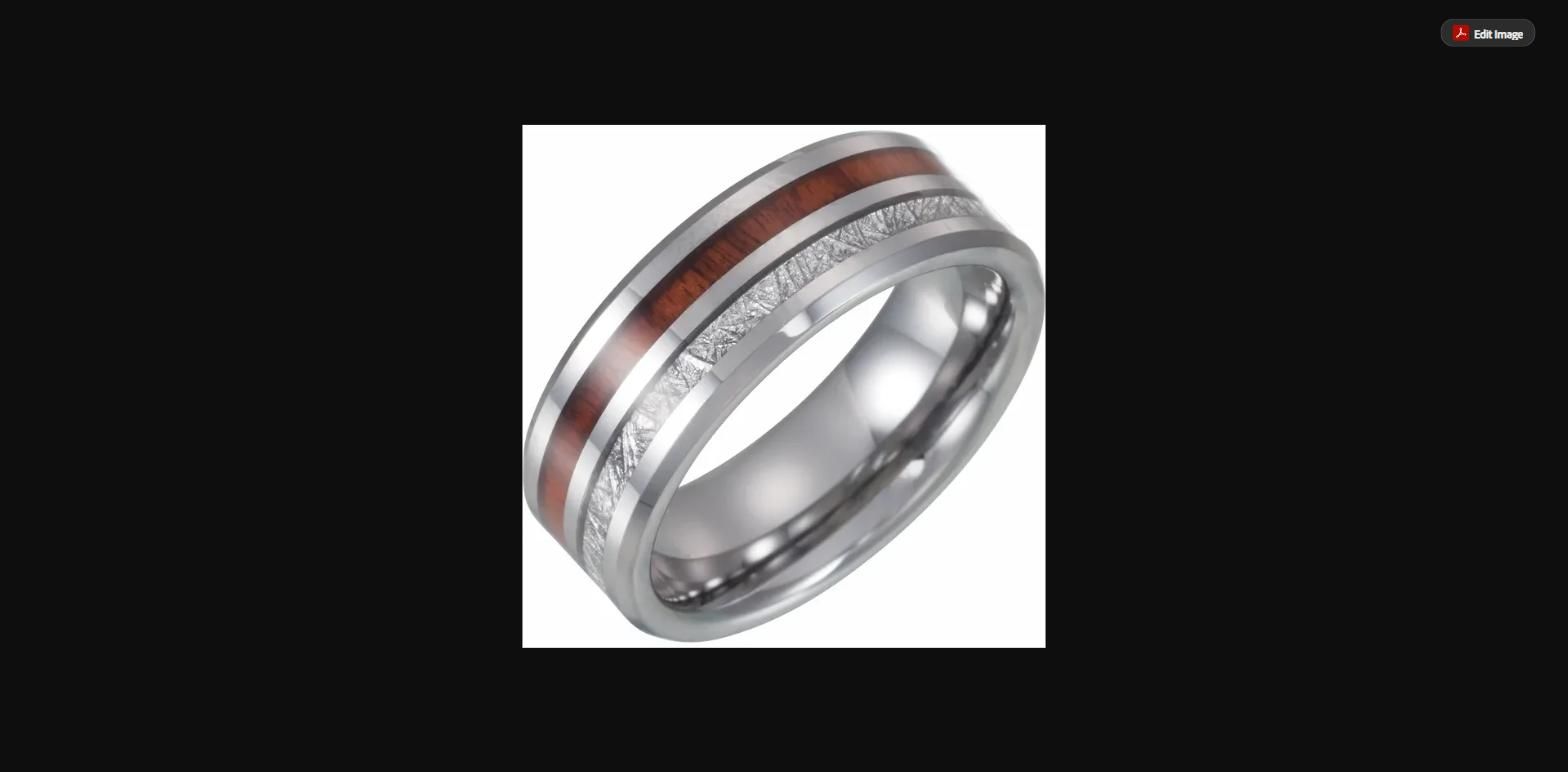 Men's 8mm Tungsten Meteorite & Acacia Wood Inlay Comfort-Fit Wedding Band
