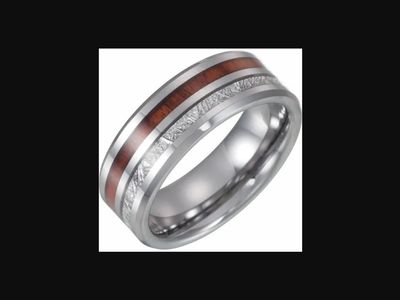 Men's 8mm Tungsten Meteorite & Acacia Wood Inlay Comfort-Fit Wedding Band