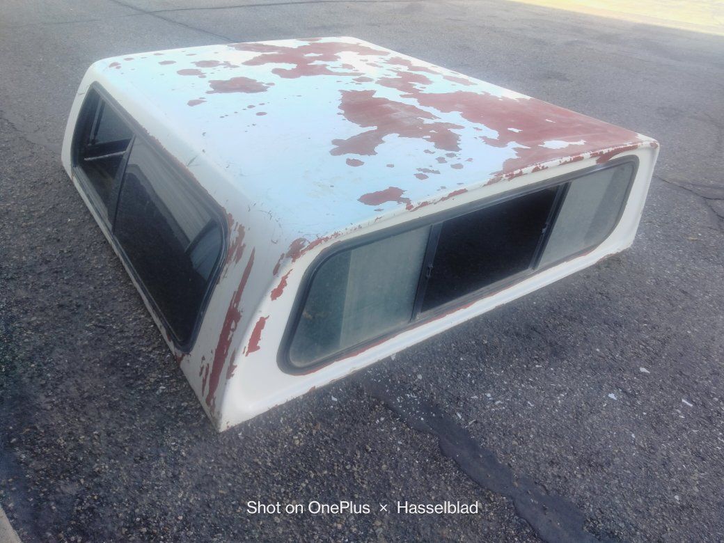 Used Truck Shell / Camper Shell with Side Sliding Windows - White/Red