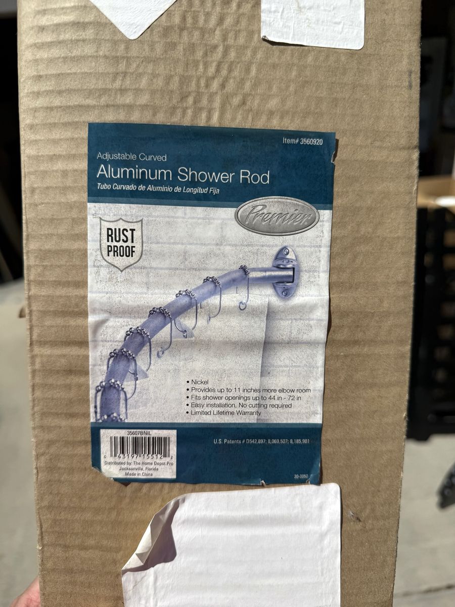 Premier Adjustable Curved Aluminum Shower Curtain Rod in Brushed Nickel