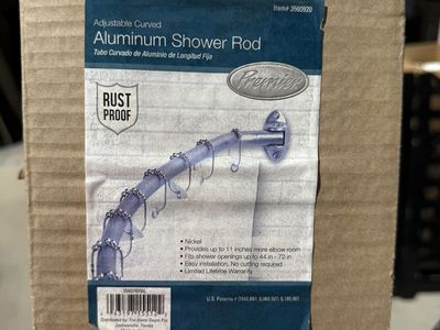Premier Adjustable Curved Aluminum Shower Curtain Rod in Brushed Nickel