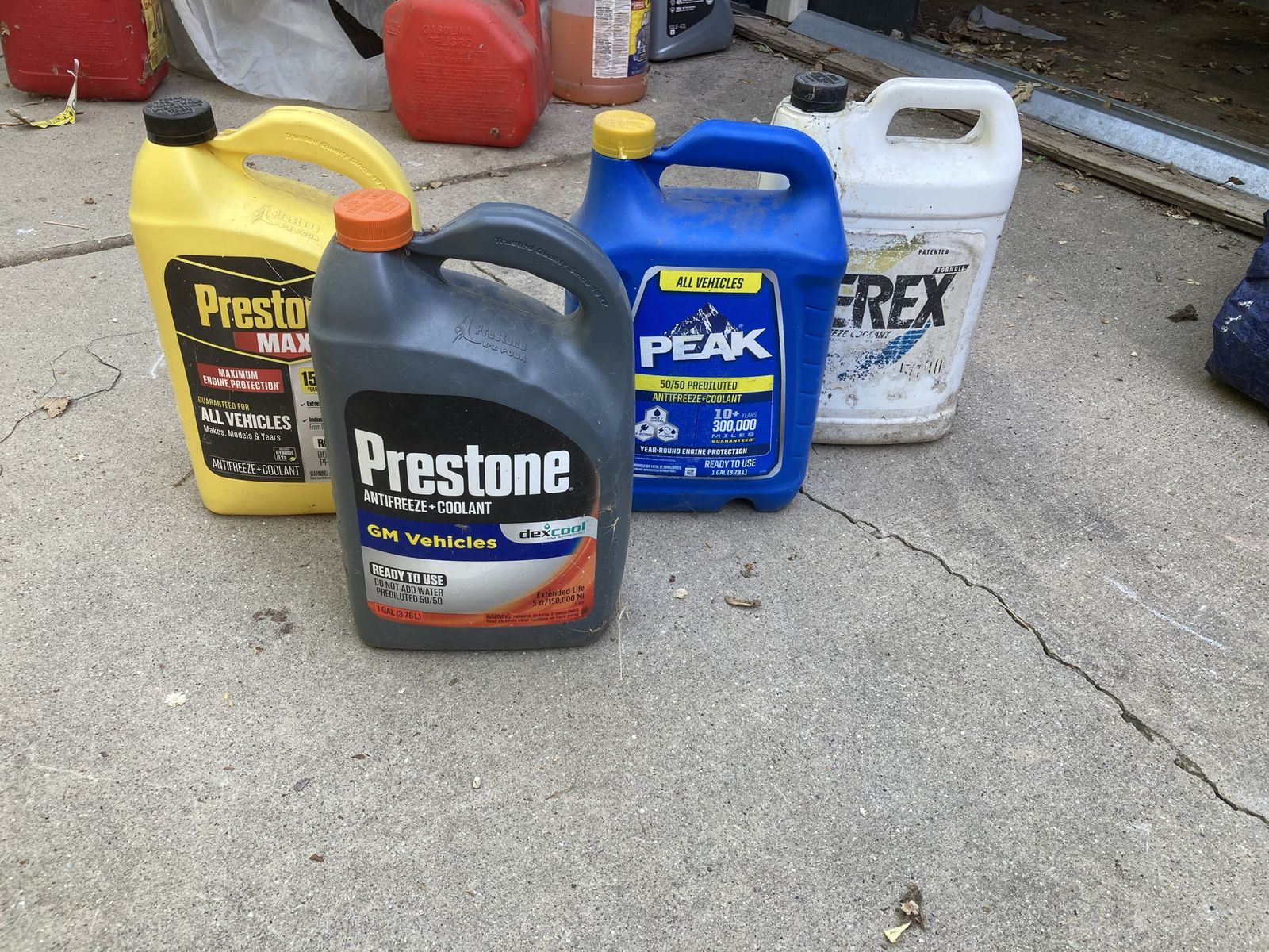 Free: Assorted Antifreeze and Coolant Jugs - Prestone, PEAK, Zerex