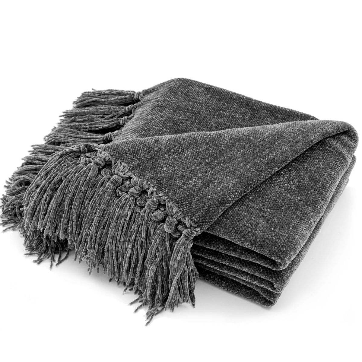 New! RECYCO Throw Blanket Soft Cozy Chenille Throw Blanket with Fringe Tassel for Couch Sofa Chair Bed Living Room Gift