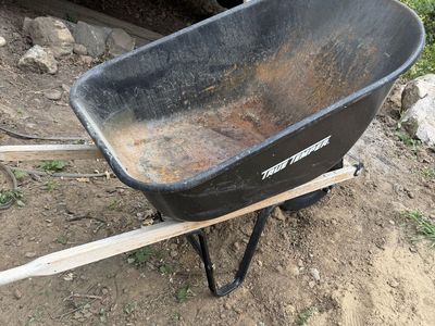 True Temper Wheelbarrow Black Poly Tray Wood Handles