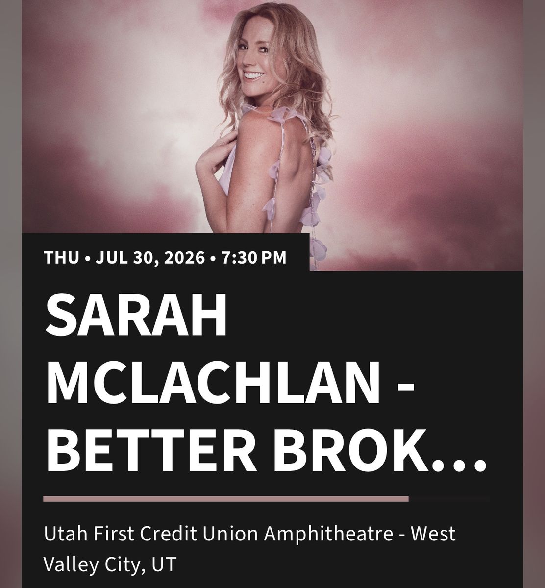 Sarah McLaughlin tickets TONIGHT!
