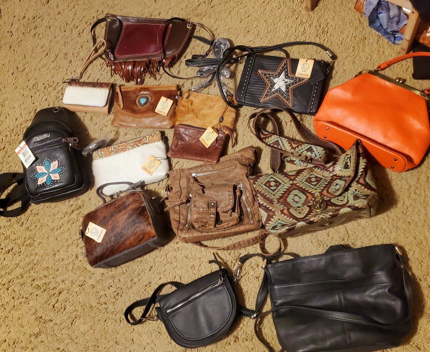 RG Collection Cowhide & Tooled Leather Western Purses / Bags Assortment
