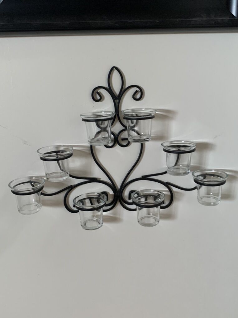 Black Metal Candle Sconce With 8 Votive Cups