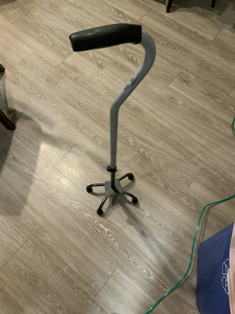 Drive Medical Quad Cane - Gray/Black, Adjustable, Small Base