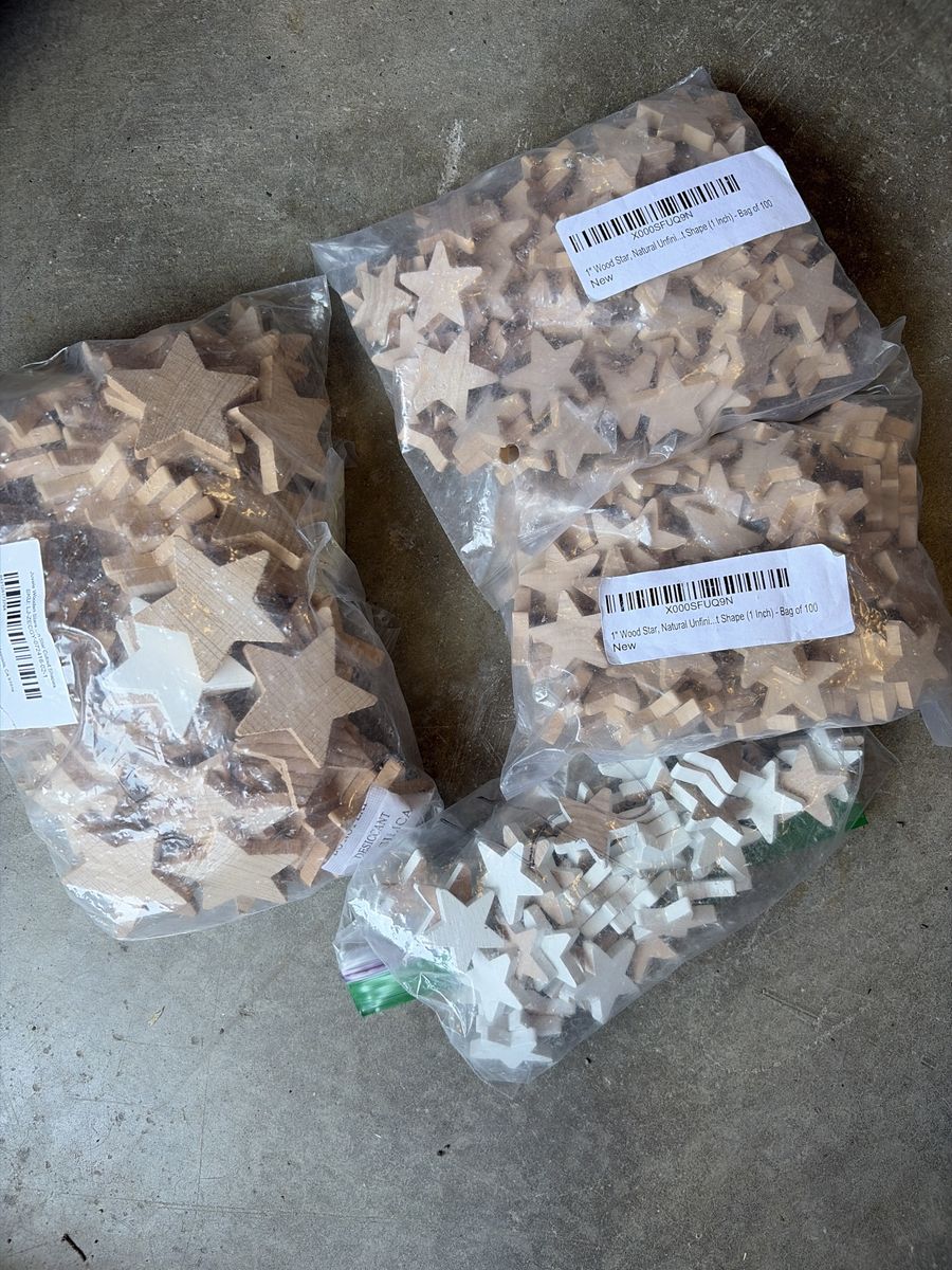 1" & 2" Unfinished Wood Star Cutouts - Over 200 Natural & White Craft Shapes