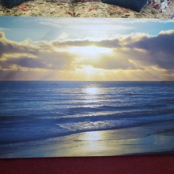 Ocean Sunset Canvas Wall Art - Large 30" x 40" Seascape Print