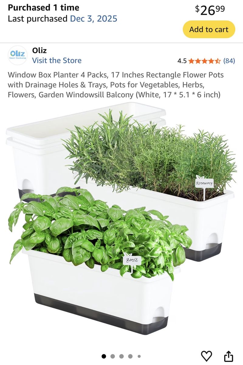 Oliz 17-Inch Window Box Planter Set of 4 with Trays, White (free delivery to SLC or South Idaho) 