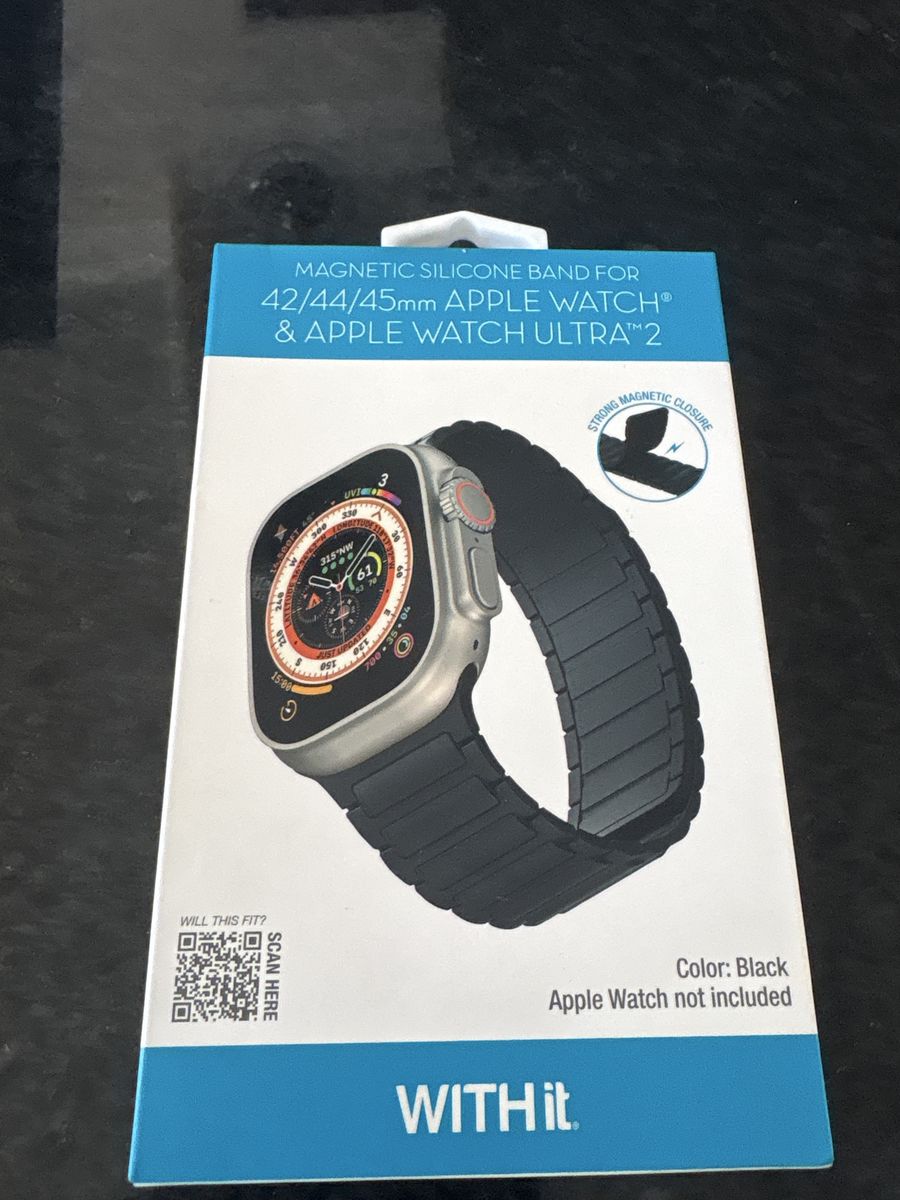 WITHit Magnetic Silicone Apple Watch Band 42/44/45mm & Ultra/Ultra 2 (49mm) - Black