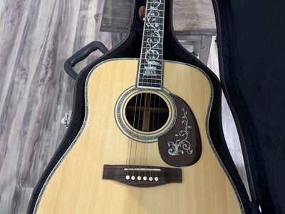 Custom D45 Acoustic Electric Guitar with Intricate Inlays. Solid spruce top and solid mahogany side and Back