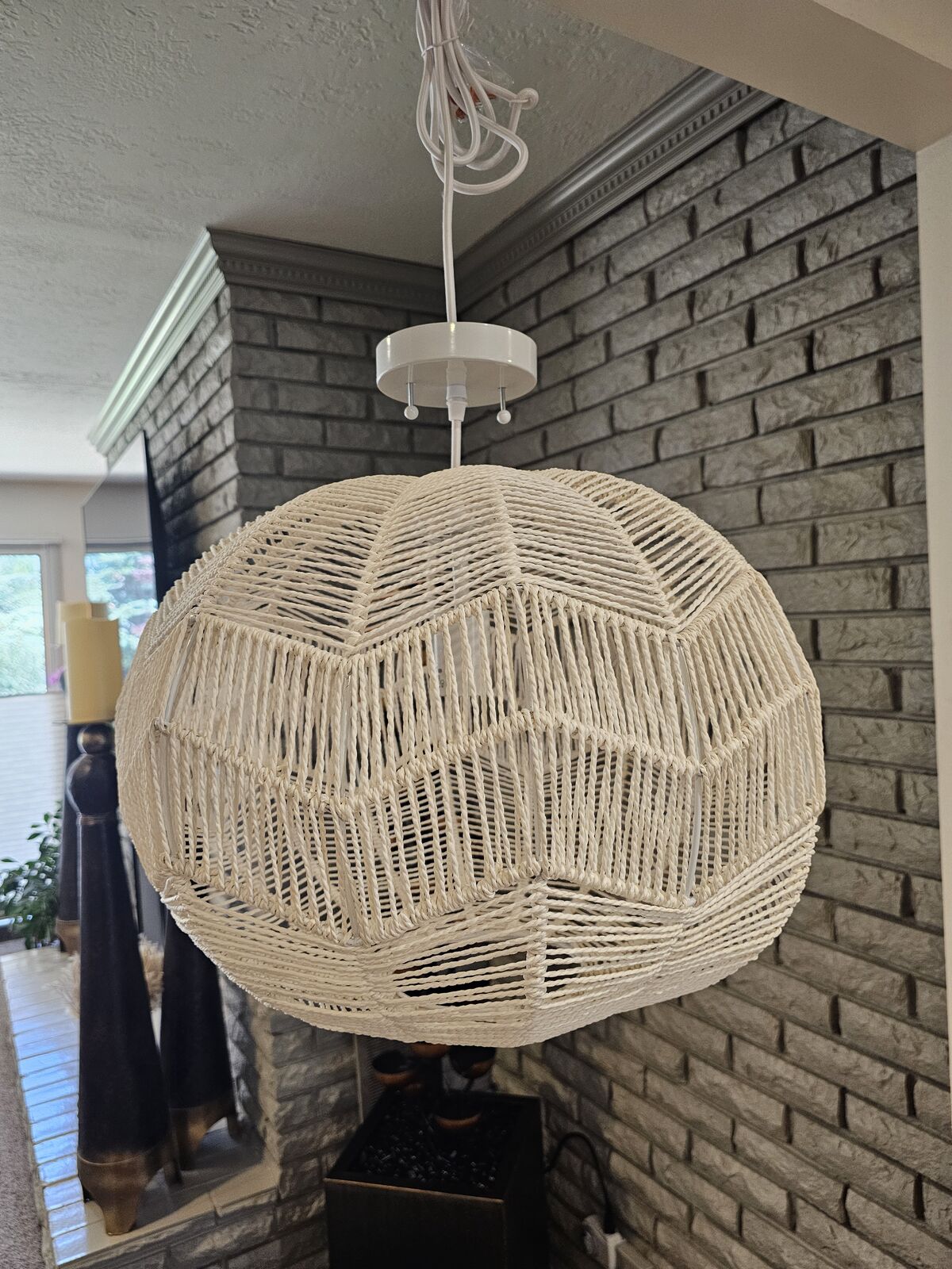 NEW WOVEN WHITE OR BLACK CHANDELIER LIGHT