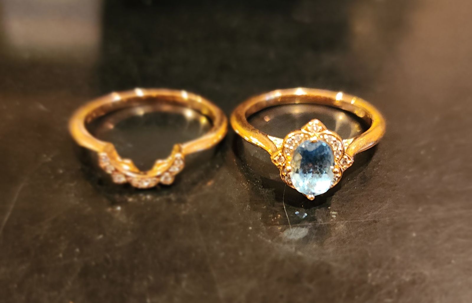 Stunning Blue Topaz & Diamond Wedding Set