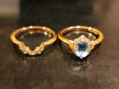 Stunning Blue Topaz & Diamond Wedding Set