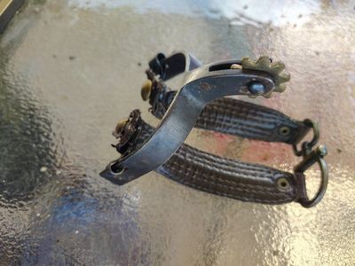Vintage Metal Spurs with Leather Straps