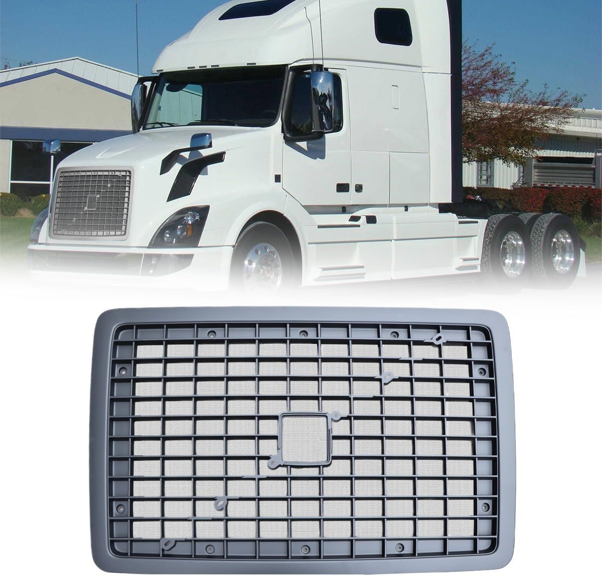 2004-2017 Volvo VNL Paint Front Grille with Bug Screen, BLACK