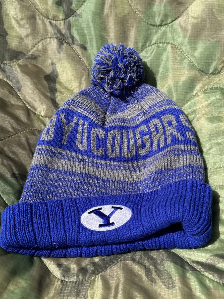 BYU Cougars Pom Beanie Blue Gray - One Size, NWOT