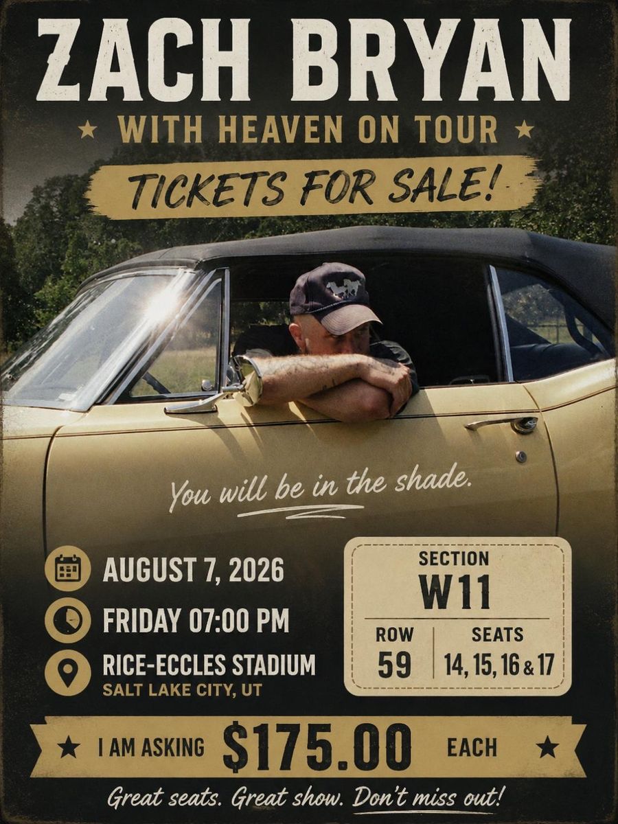 Zach Bryan Tickets - Rice-Eccles Stadium Salt Lake City UT - Aug 7 2026 Sec W11 Row 59