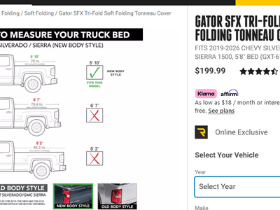 Gator SFX Tri-Fold Soft Folding Tonneau Cover 19-26 Chevy Silverado/GMC Sierra 1500, 5'8" Bed