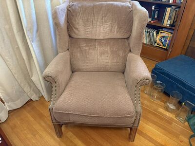 Vintage Upholstered Wingback Chair W/ Nailhead