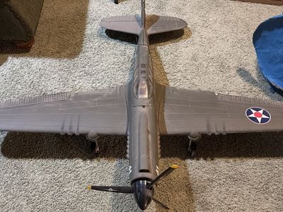Large RC WWII Fighter Plane Model - Gray Propeller-Driven Aircraft