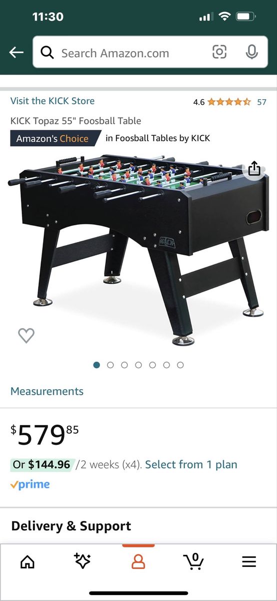 KICK Topaz 55" Foosball Table - Black pro