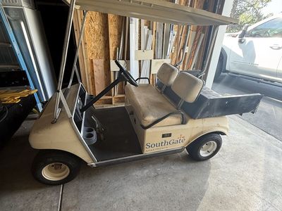 Club Car Golf Cart, Beige, Utility Bed