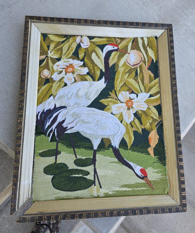Vintage Crewel, frame needs repaired