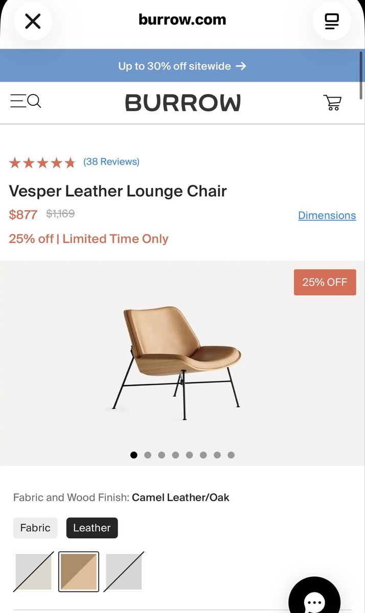 Modern Tan Leather Chair with Wooden Shell and Black Metal Legs By Burrow