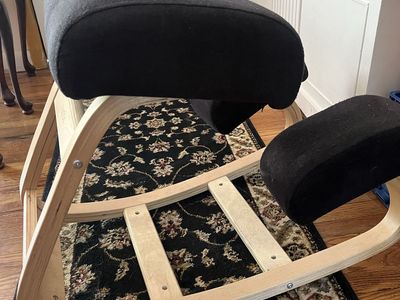 Luxton Home Ergonomic Wooden Kneeling Chair Rocking Desk Stool Black Fabric