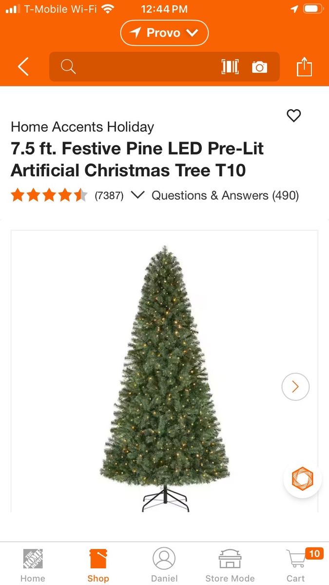 Home Accents Holiday 7.5 ft. Festive Pine LED Pre-Lit Artificial Christmas Tree