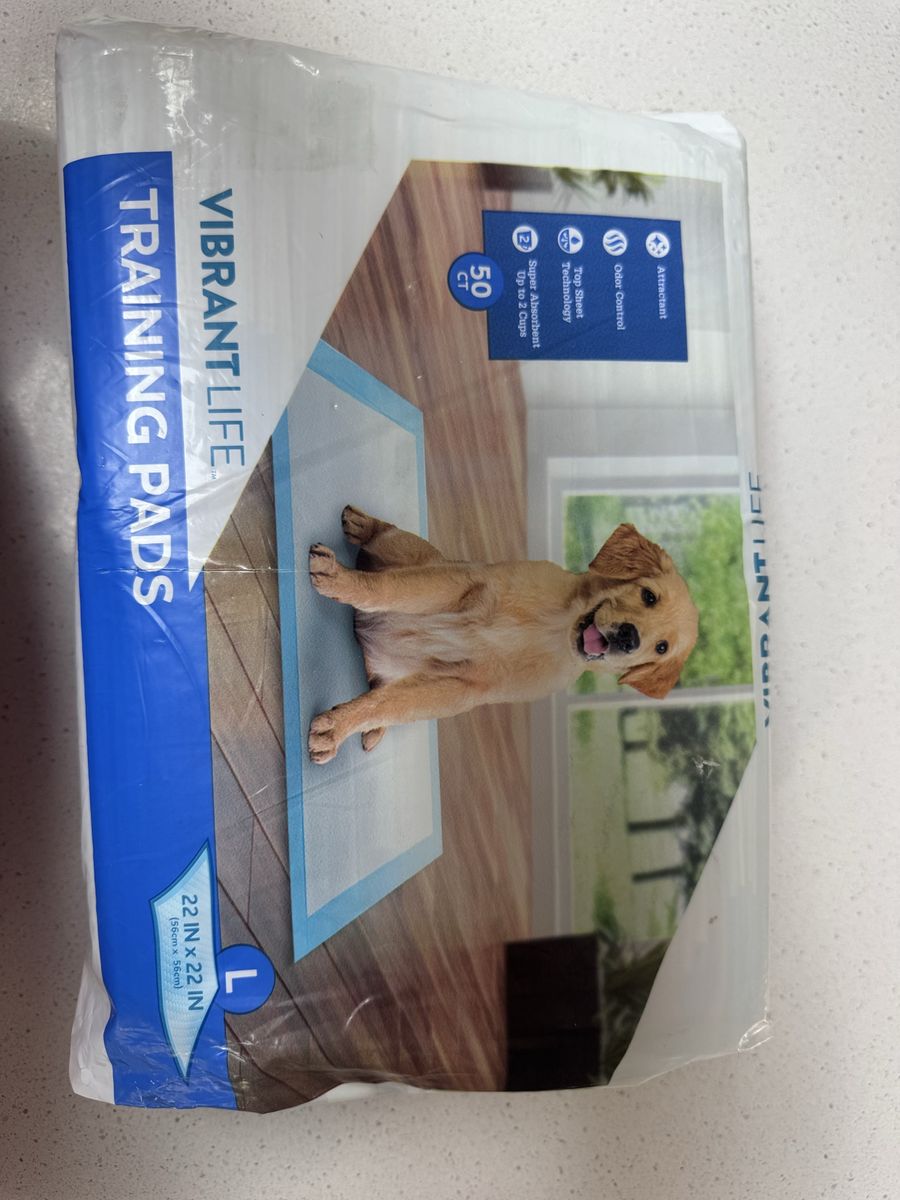 Vibrant Life Large 22x22" Super Absorbent Dog Training Pads - 50 Count with Odor Control & Attractant
