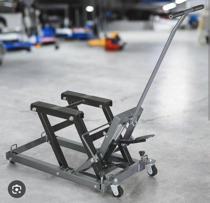 Motorcycle Scissor Lift Jack Stand Hoist with Wheels & Handle, Adjustable Height, 1500 lbs Capacity
