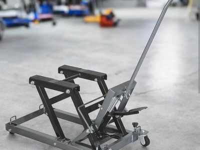 Motorcycle Scissor Lift Jack Stand Hoist with Wheels & Handle, Adjustable Height, 1500 lbs Capacity