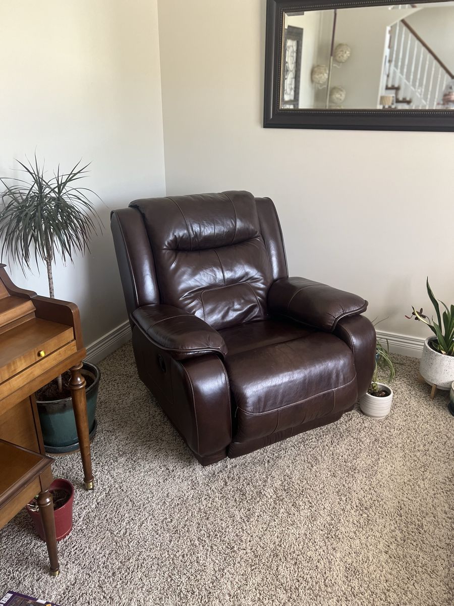 Brown Leather Recliner Armchair