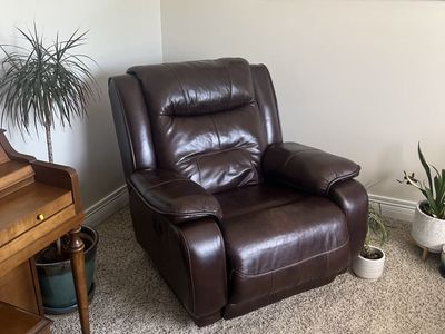 Brown Leather Recliner Armchair