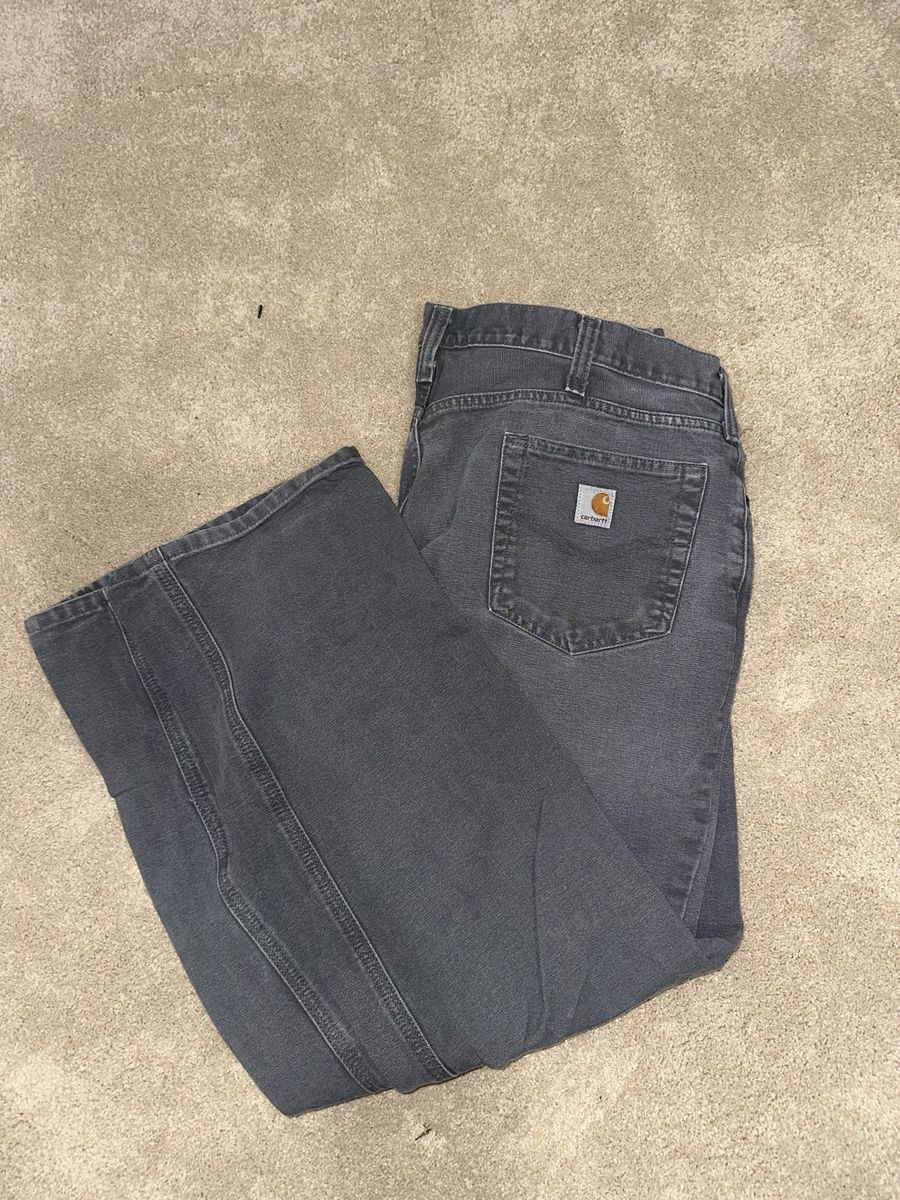 Carhartt Men's Charcoal Grey Canvas Work Pants Size 38x32