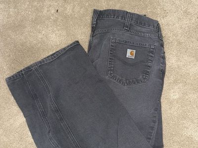 Carhartt Men's Charcoal Grey Canvas Work Pants Size 38x32